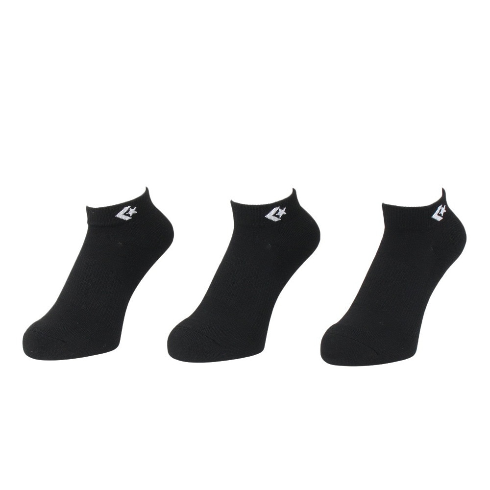 コンバース（CONVERSE）（レディース）アンクルソックス 3足組 黒 23-25センチ 41900021 シンプル スポーツ 部活 学生 私服 新調 衣替え 運動 ギフト プレゼント