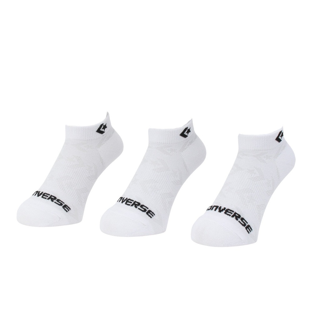 コンバース（CONVERSE）（レディース）アンクルソックス 3足組 メッシュ 白 23-25センチ 41900030 シンプル スポーツ 部活 学生 私服 新調 衣替え 運動 ギフト プレゼント