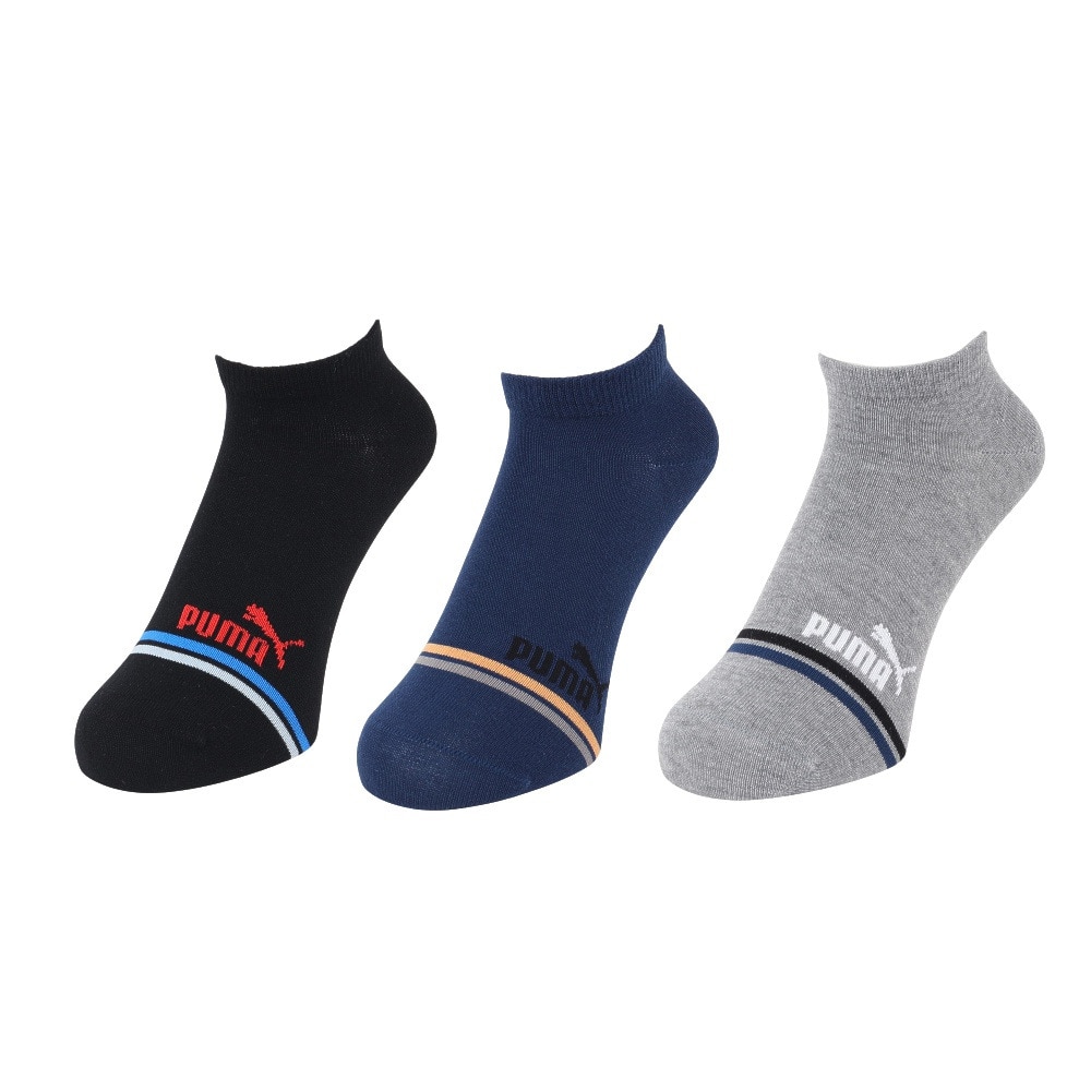 プーマ（PUMA）（レディース）靴下 ライン スニーカーソックス 3足組 23.0cm 3563217-02 3色セット