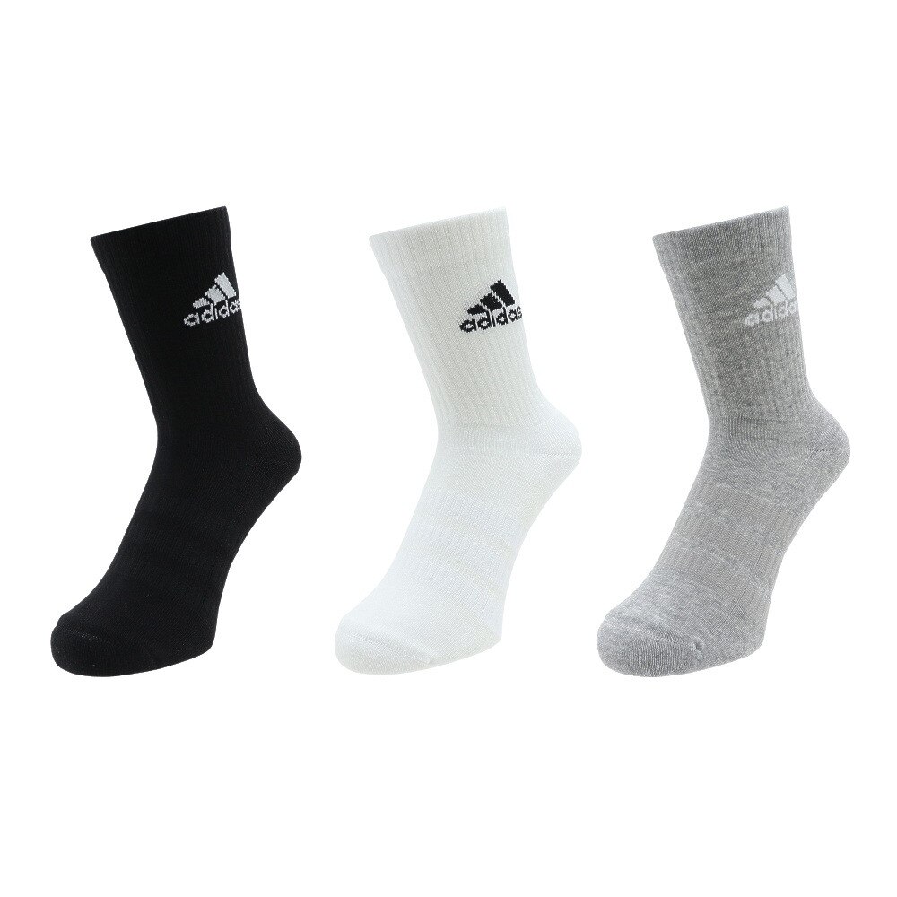 アディダス（adidas）（レディース）クッション クルー ソックス 3足組 FXI66-DZ9355 スポーツ用品はスーパースポーツゼビオ