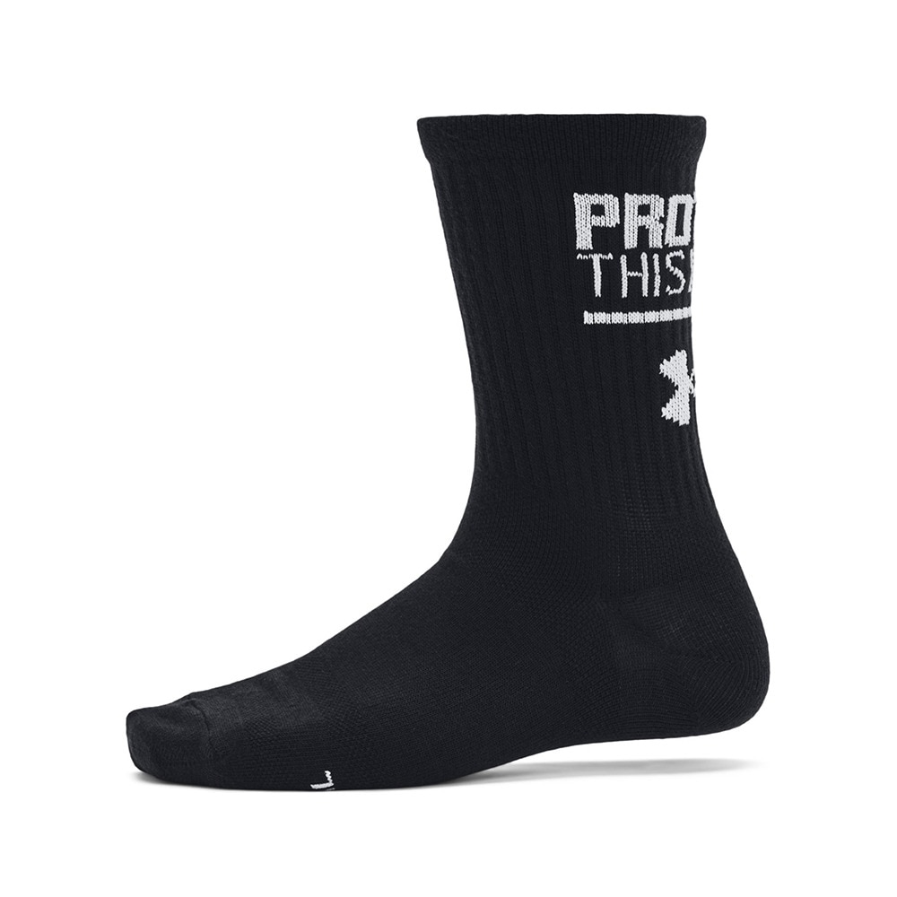 アンダーアーマー（UNDER ARMOUR）（レディース）エッセンシャル ノベルティ クルー ソックス 3足組 1382942 001 黒