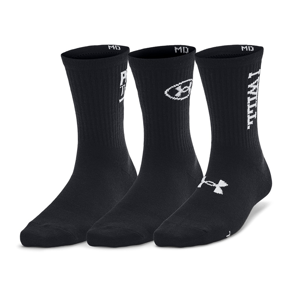 アンダーアーマー（UNDER ARMOUR）（レディース）エッセンシャル ノベルティ クルー ソックス 3足組 1382942 001 黒