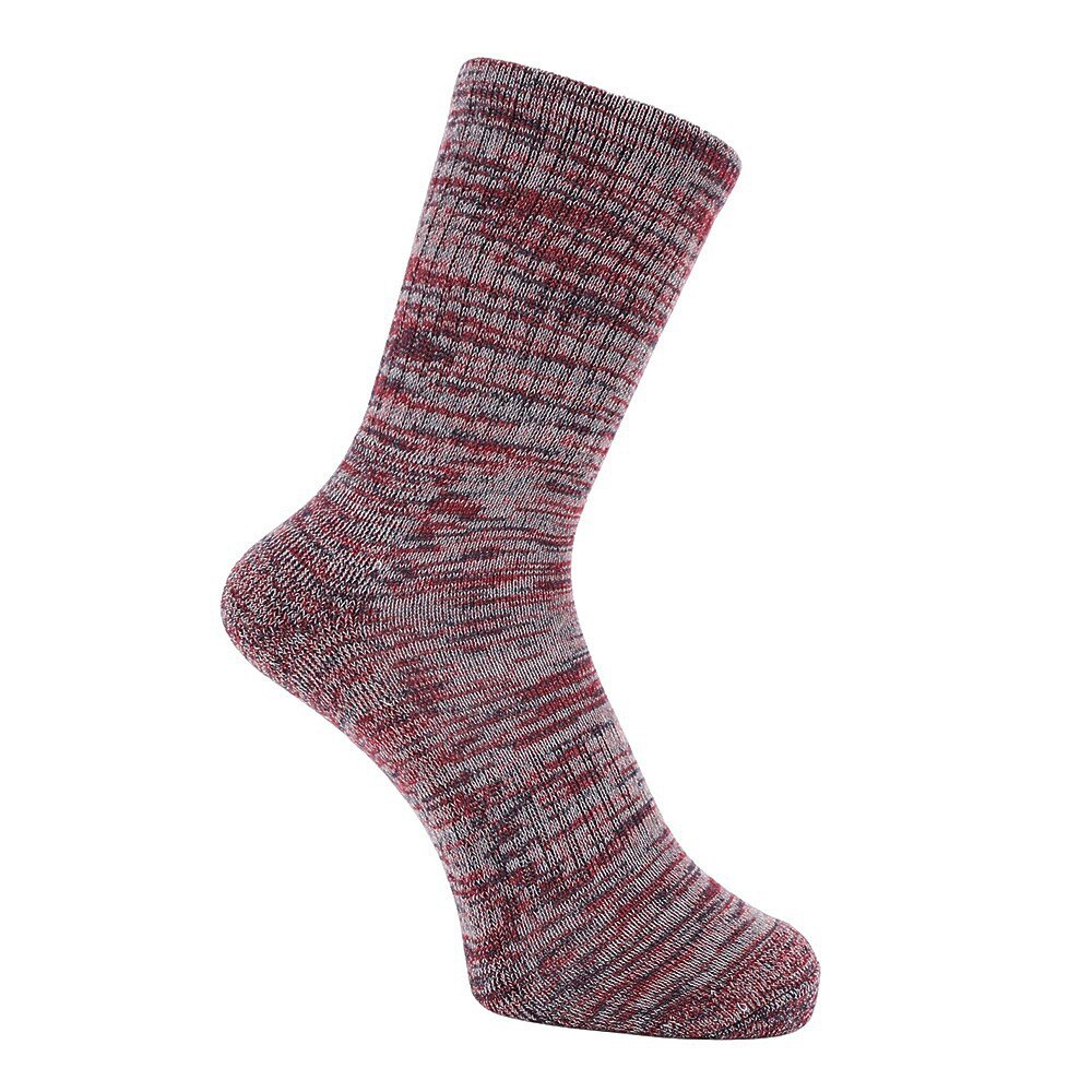 クー（Coo.）（レディース）ヒートクロス 3足組 クルー丈 ソックス 895Q4GSA0056 RED 22-25cm 抗菌防臭