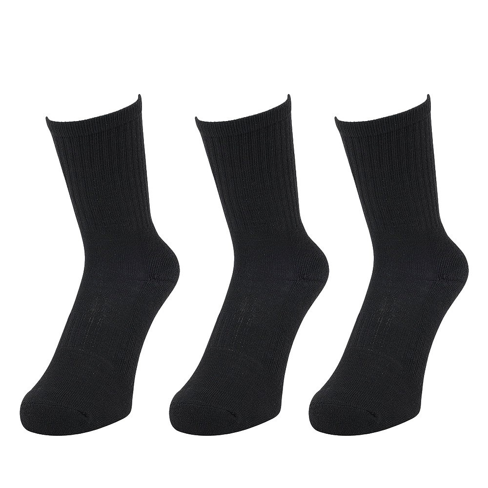 クー（Coo.）（レディース）ヒートクロス 3足組 クルー丈 ソックス 895Q4GSA0057 BLK 黒 22-25cm 抗菌防臭