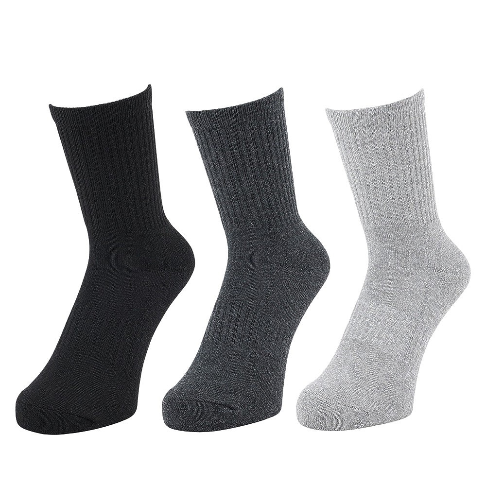 クー（Coo.）（レディース）ヒートクロス 3足組 クルー丈 ソックス 895Q4GSA0059 GRY 22-25cm 抗菌防臭