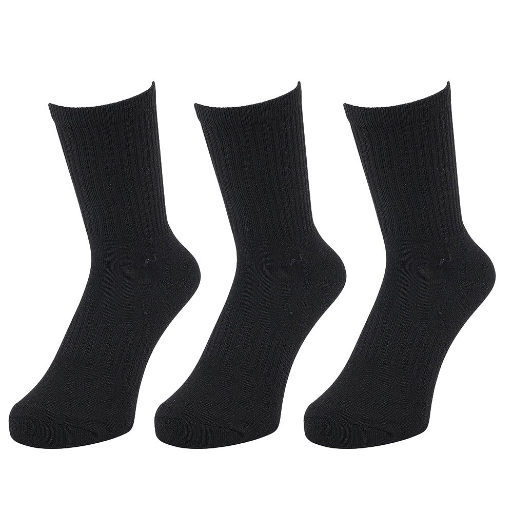 クー（Coo.）（レディース）ヒートクロス 3足組 クルー丈 ソックス 895Q4GSA0060 BLK 22-25cm 抗菌防臭