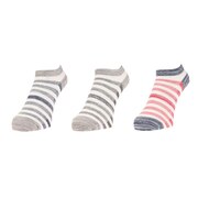 ノーブランド(NO BRAND)(レディース)3足組 ショートソックス ボーダーSI 895NN2OK4675GRY