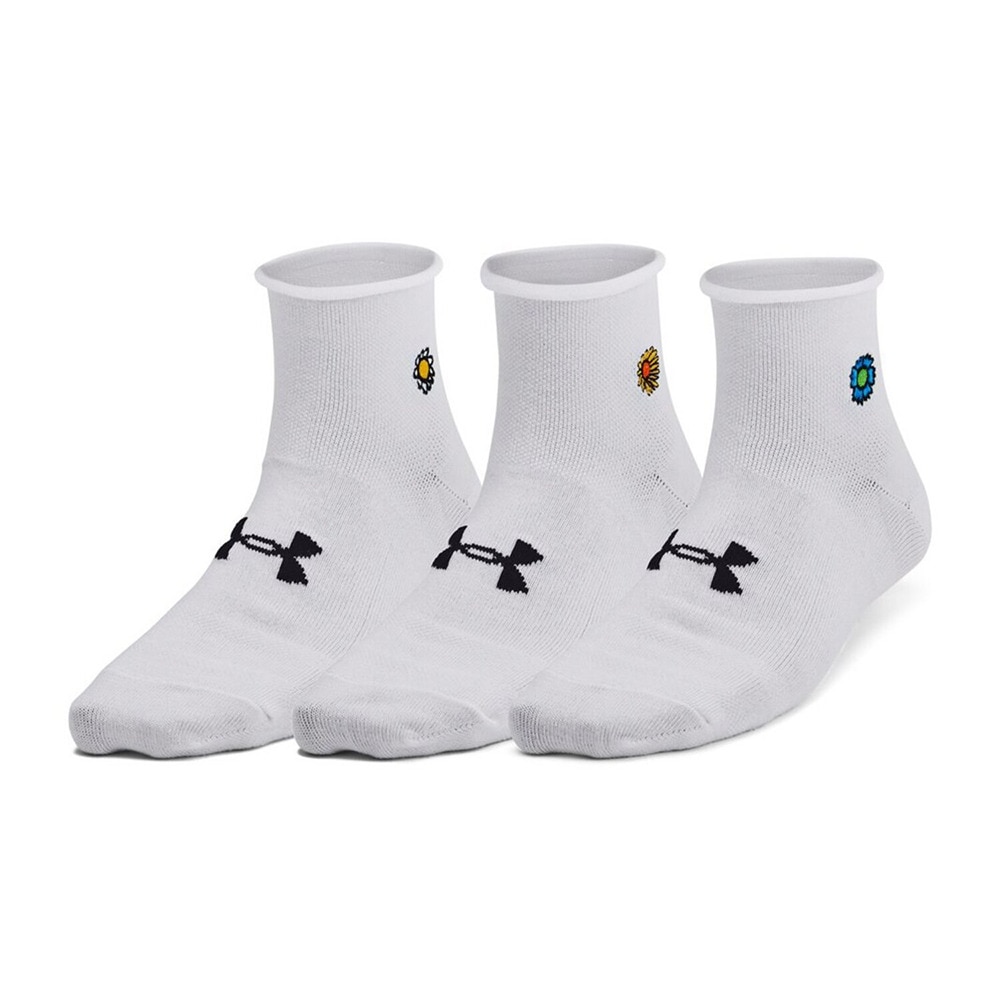 アンダーアーマー（UNDER ARMOUR）（レディース）エッセンシャル ノベルティ クオーター ソックス 3足組 1384025 102 白
