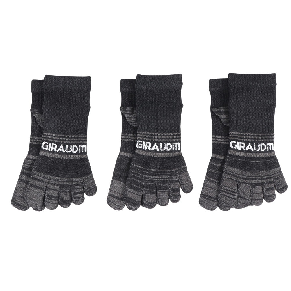ジローム（GIRAUDM）（レディース、キッズ）クール5本指ソックス 3足組 BLK SK4S0198-WA895-GRYW