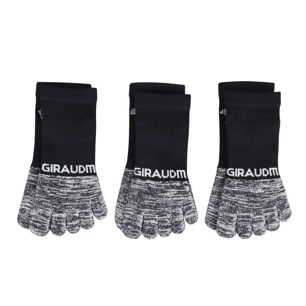 ジローム（GIRAUDM）（レディース、キッズ）ドライ 5本指ソックス 3足組 22～25cm BLK SK4S0224-WA895-GRYW