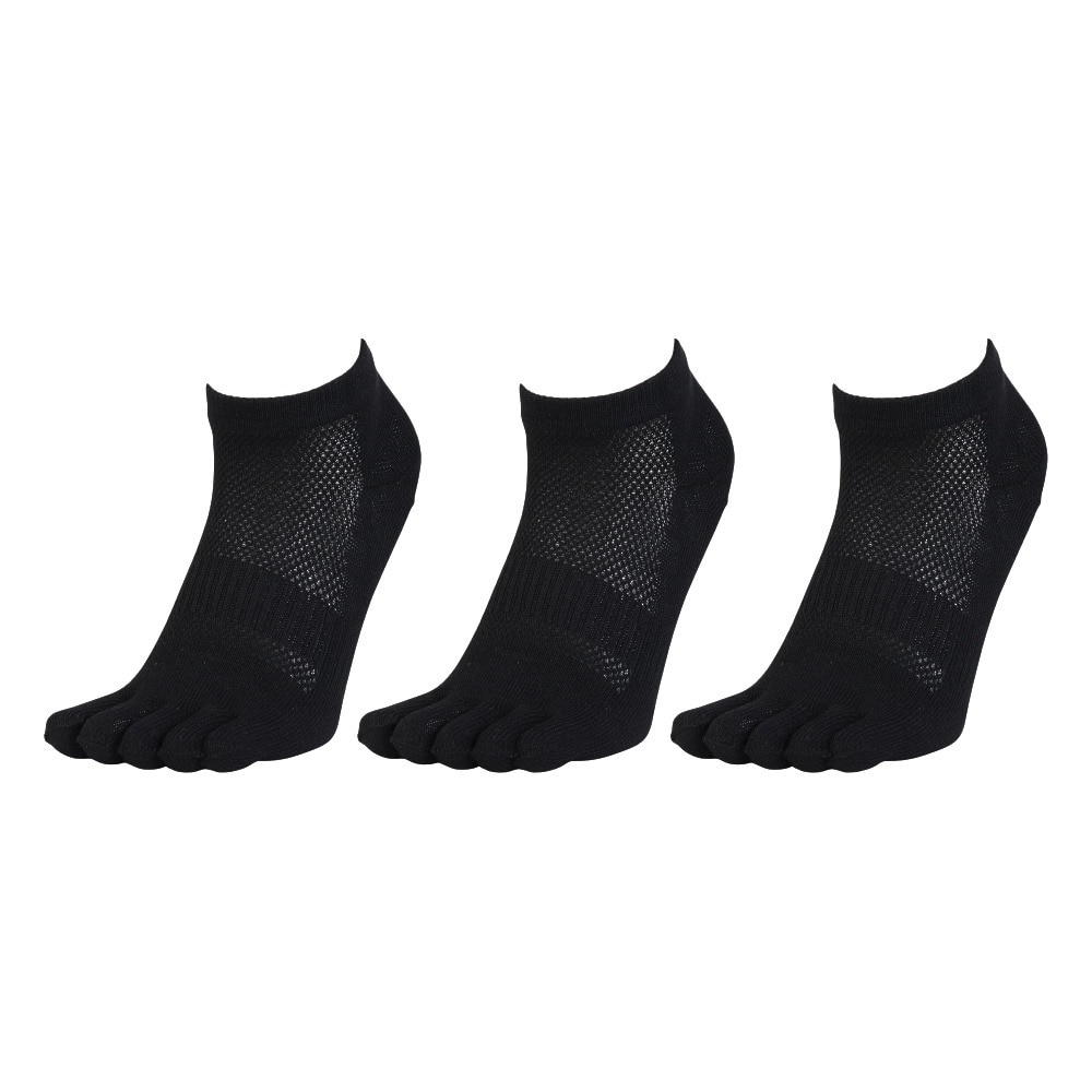 クー（Coo.）（レディース）靴下 消臭 5指ソックス 3足組 BLK3 895CO5GSA0027 黒  22-25センチ BLK 吸汗速乾 消臭 防臭 抗菌 新調 新学期 新生活 