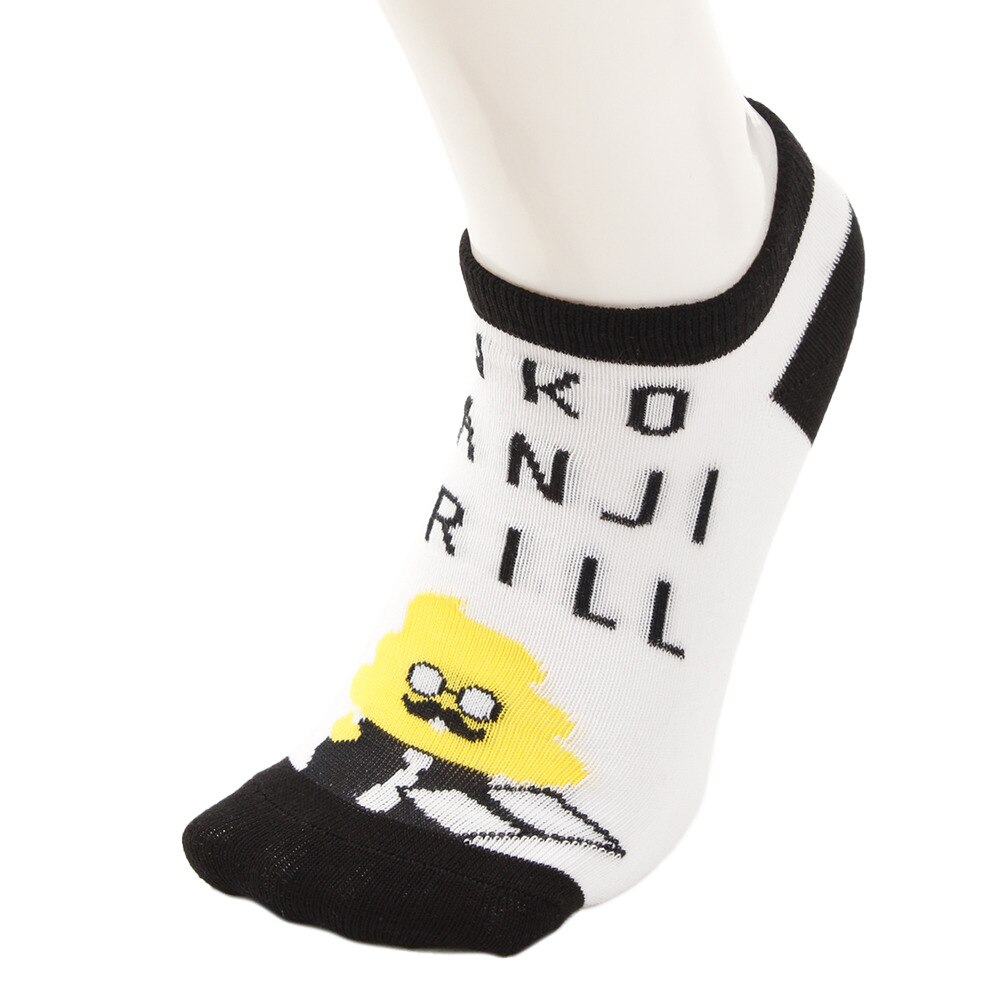  うんこ先生 お勉強ソックス 682007 WHT/BLK