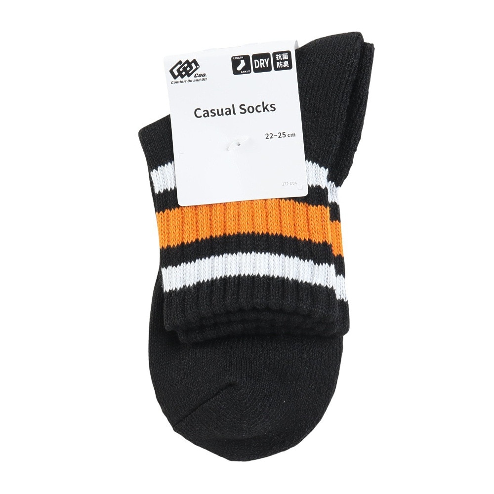 クー（Coo.）（レディース）1足組 アンクル丈 ラインソックス 895Q4GSA0027 BLK