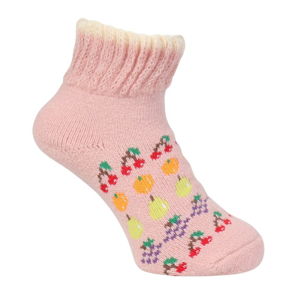福助（レディース）ルームソックス WARM HOME フルーツ ショート丈 2262-12M PNK ピンク 23cm