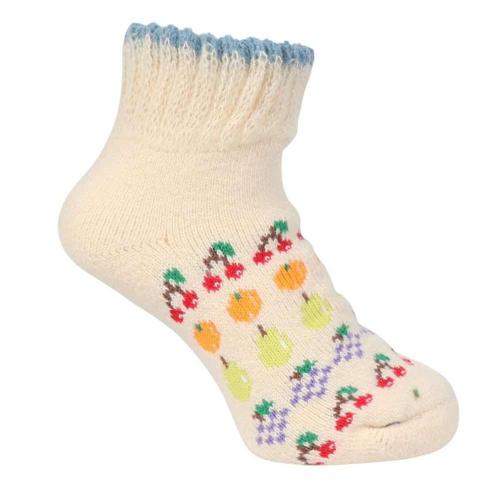 福助（レディース）ルームソックス WARM HOME フルーツ ショート丈 2262-12M WHT クリーム 23cm