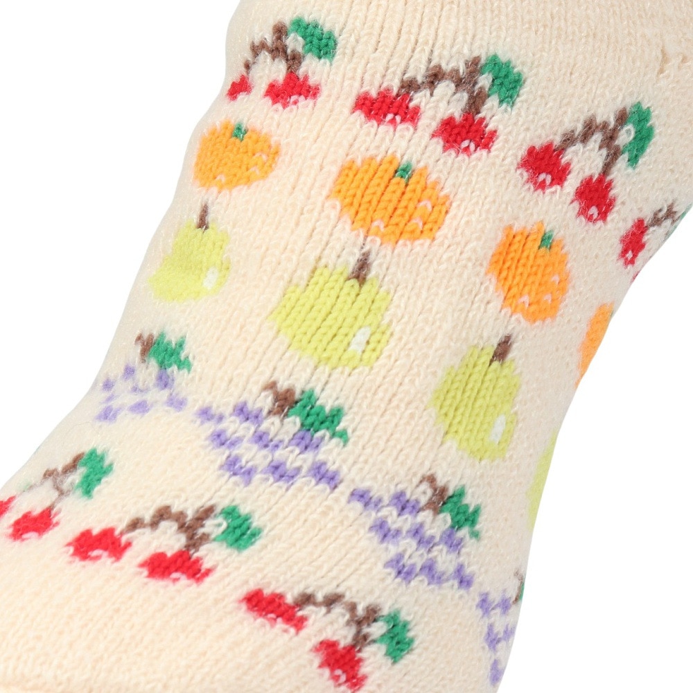 福助（レディース）ルームソックス WARM HOME フルーツ ショート丈 2262-12M WHT クリーム 23cm