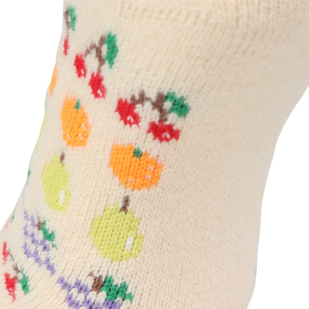 福助（レディース）ルームソックス WARM HOME フルーツ ショート丈 2262-12M WHT クリーム 23cm