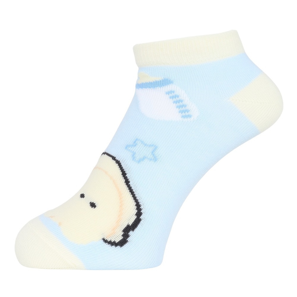 助野（SUKENO）（レディース）靴下 つぶらな瞳のなまがき はいはい ソックス 水色 23-25cm 54L38300Q２ くるぶし丈 アンクルソックス