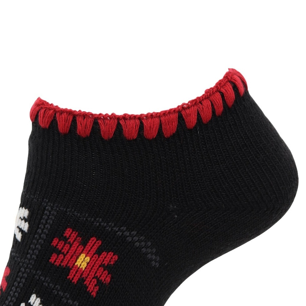 福助（レディース）ルームソックス WARMHOME ハマグリ型 レトロフラワー 2262-91LBLK