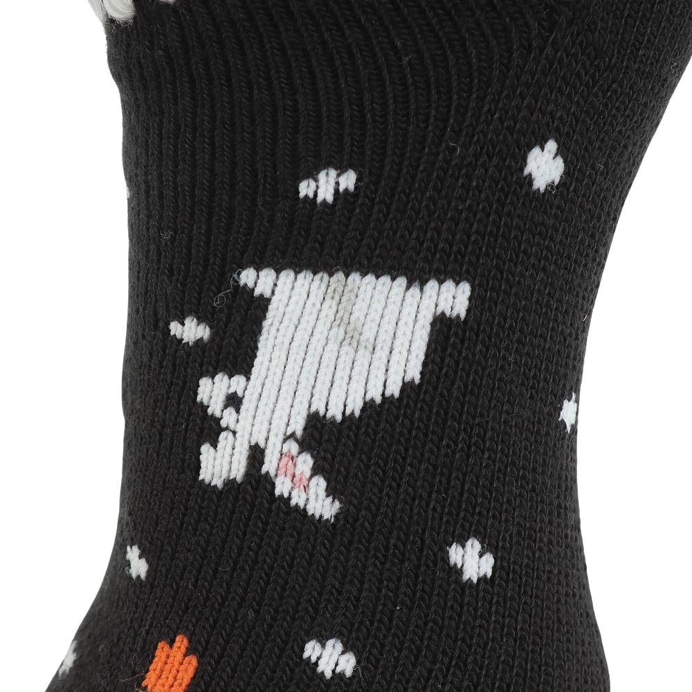 福助（レディース）FUN WARMHOME うさぎ柄 内側パイル 裏起毛 2262-93LBLK