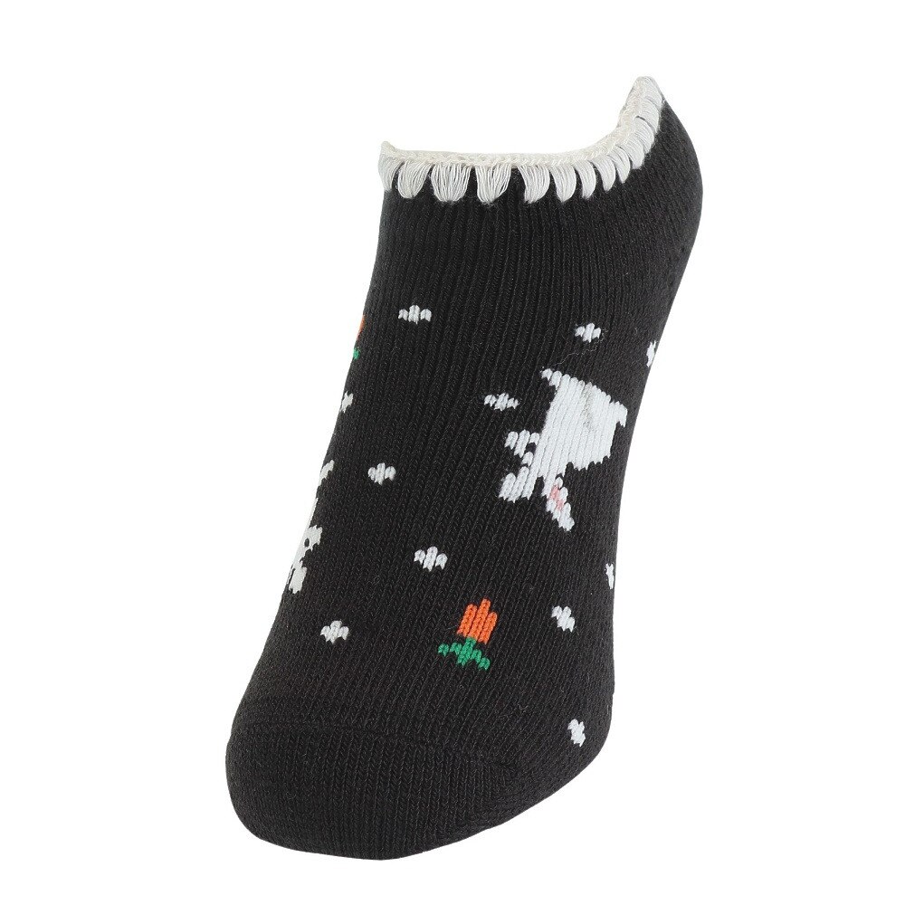 福助（レディース）FUN WARMHOME うさぎ柄 内側パイル 裏起毛 2262-93LBLK