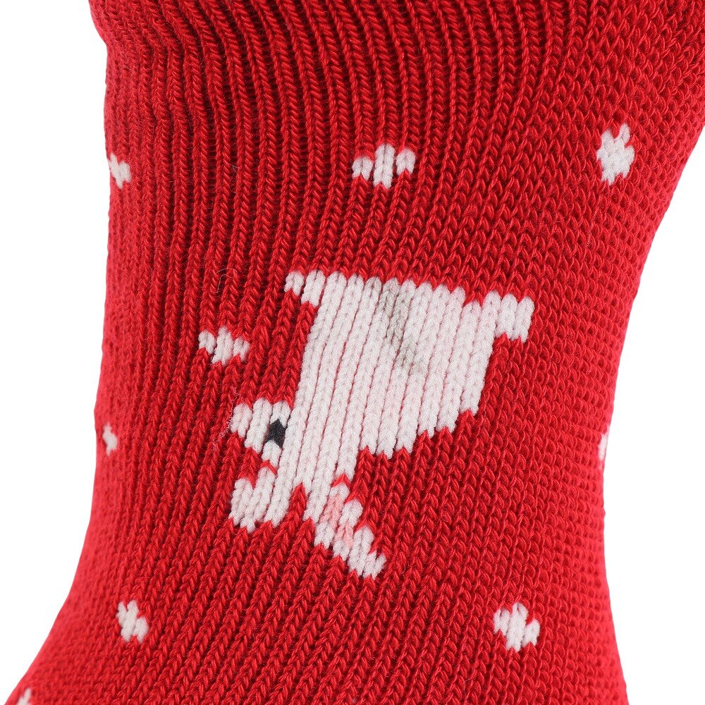 福助（レディース）FUN WARMHOME うさぎ柄 内側パイル 裏起毛 2262-93LRED