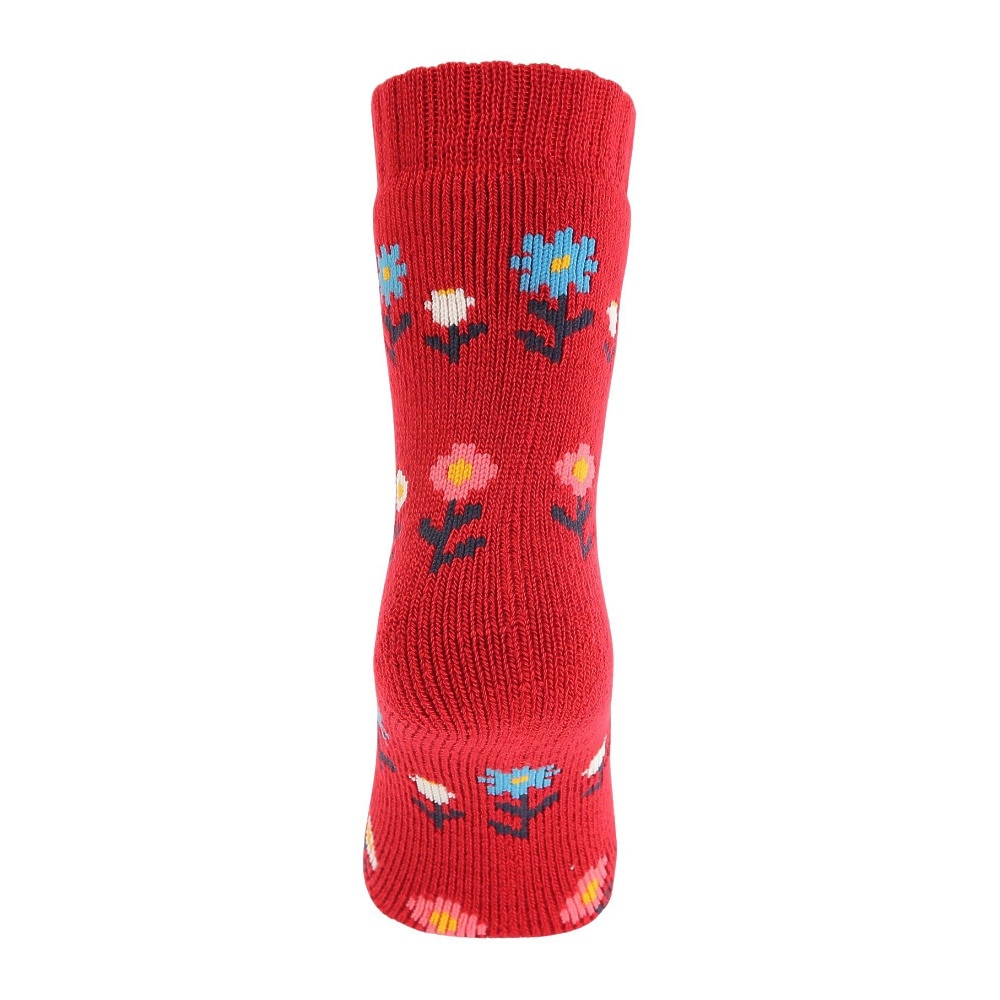 福助（レディース）FUN WARMHOME レトロフラワー柄 内側パイル 2262-94LRED