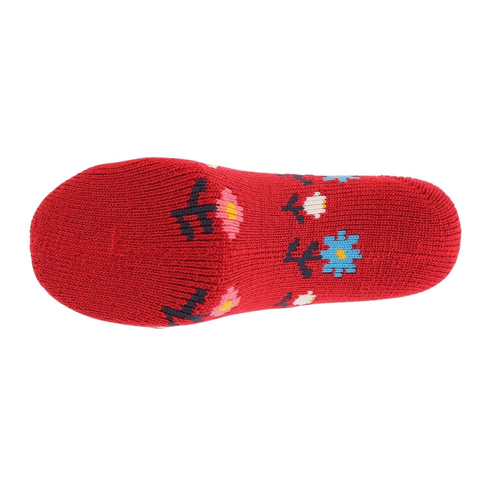 福助（レディース）FUN WARMHOME レトロフラワー柄 内側パイル 2262-94LRED