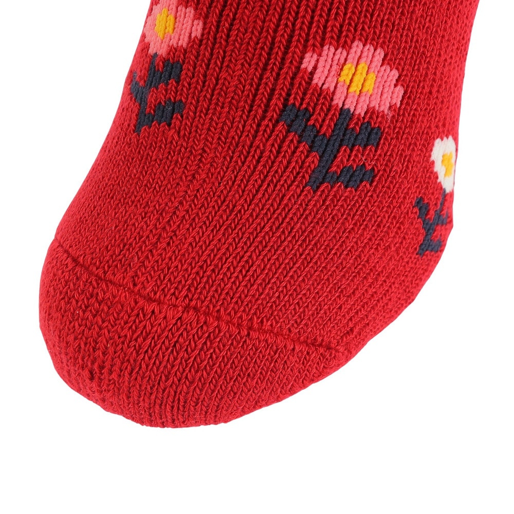 福助（レディース）FUN WARMHOME レトロフラワー柄 内側パイル 2262-94LRED