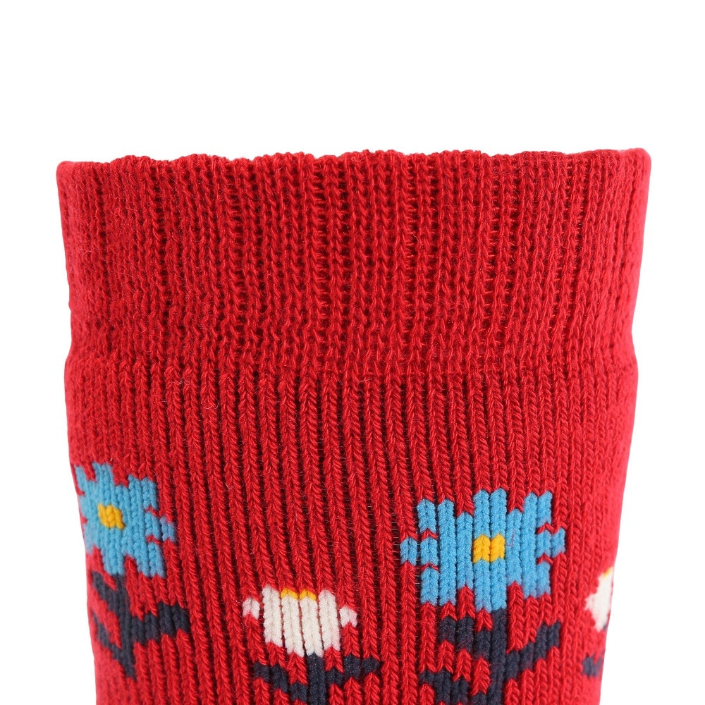 福助（レディース）FUN WARMHOME レトロフラワー柄 内側パイル 2262-94LRED