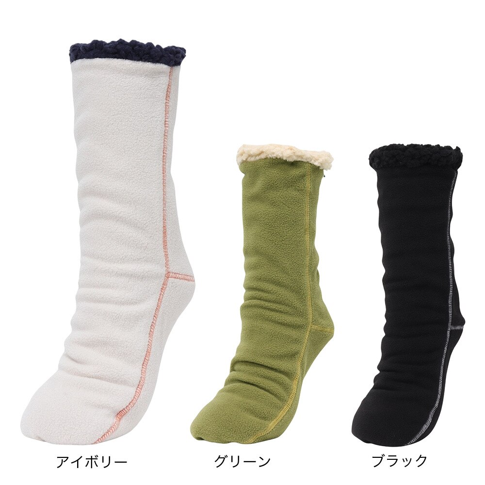 福助（レディース）裏ボア フリース靴下 クルー丈 2275-44LBLK