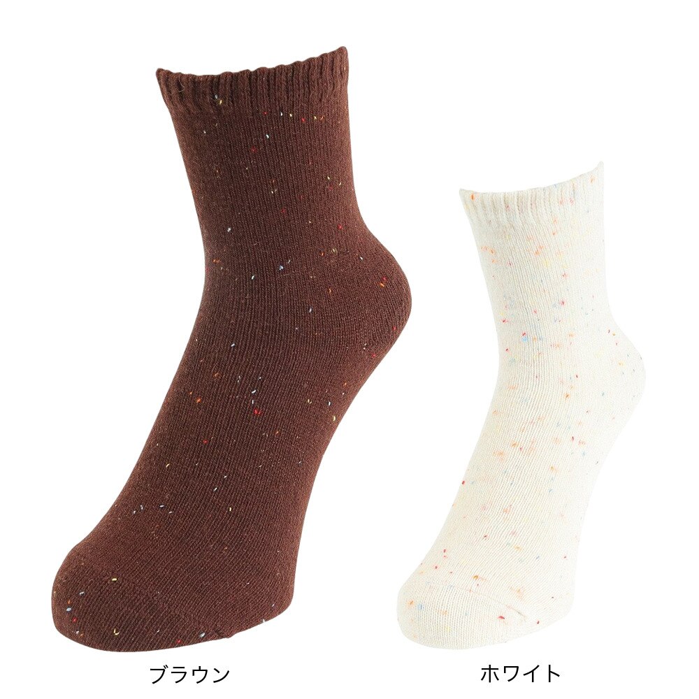 福助（レディース）FUN あったか ウールネップ クルー丈 3262-85K BRN