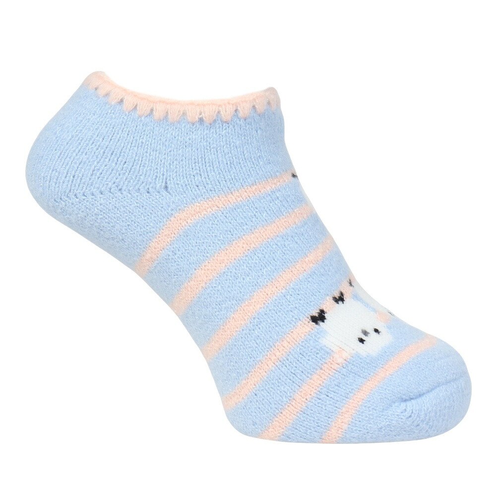 福助（レディース）ルームソックス WARM HOME シマエナガカバー ショート丈 2262-10M SAX サックス 23cm