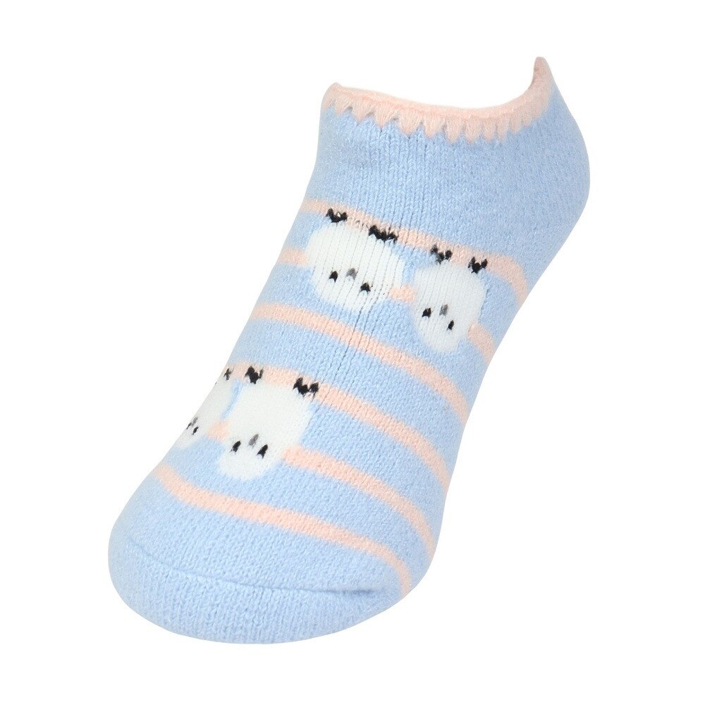 福助（レディース）ルームソックス WARM HOME シマエナガカバー ショート丈 2262-10M SAX サックス 23cm