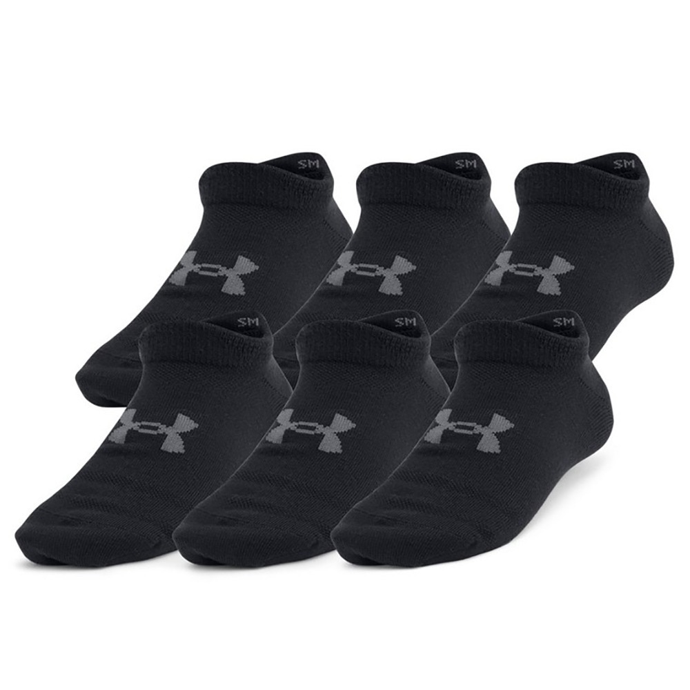 アンダーアーマー（UNDER ARMOUR）（キッズ）ジュニア エッセンシャル ノーショー ソックス 6足組 1382610 001 子供 黒 