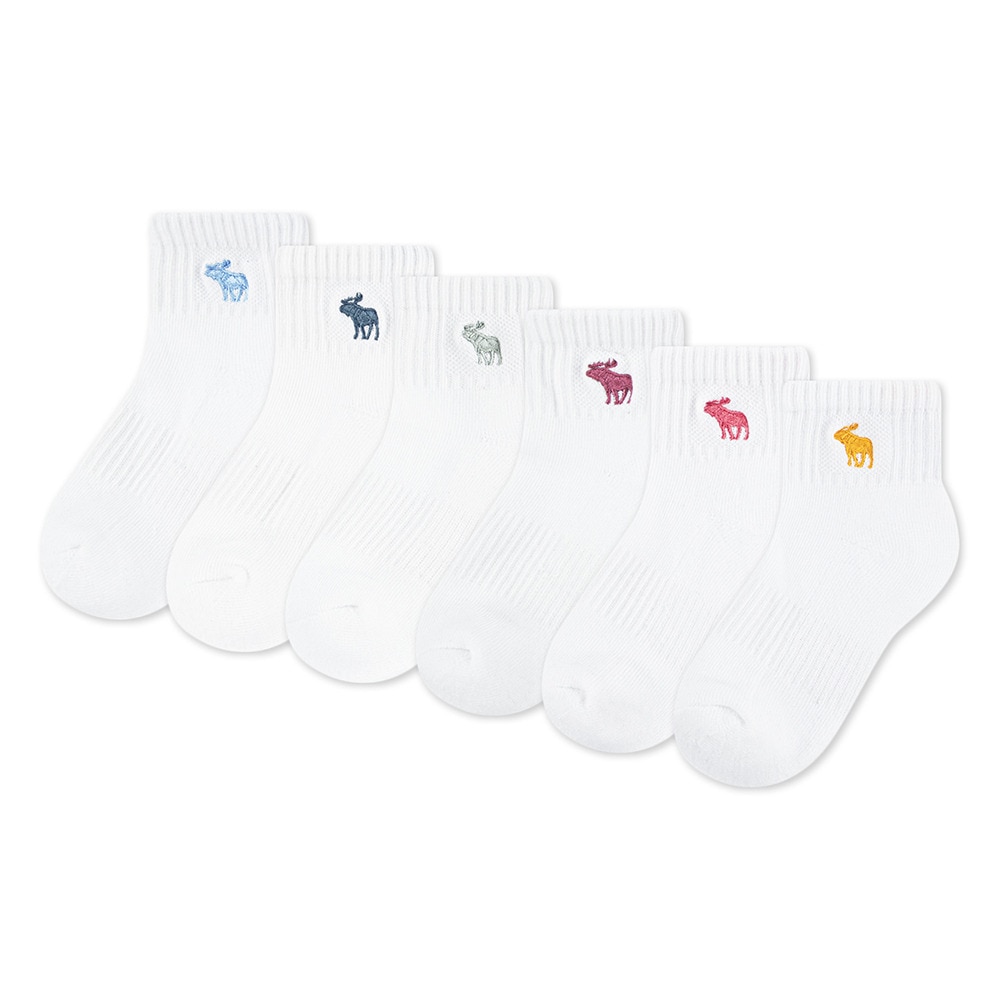 アバクロンビー&フィッチ（Abercrombie & Fitch）（キッズ）靴下 AFHN ANKLE ソックス 6足組 白 18-23cm B3FA04-BA7 子供用 アンクル丈 6足セット