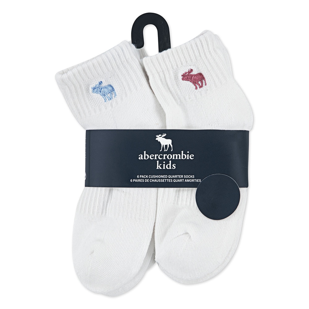 アバクロンビー&フィッチ（Abercrombie & Fitch）（キッズ）靴下 AFHN ANKLE ソックス 6足組 白 18-23cm B3FA04-BA7 子供用 アンクル丈 6足セット