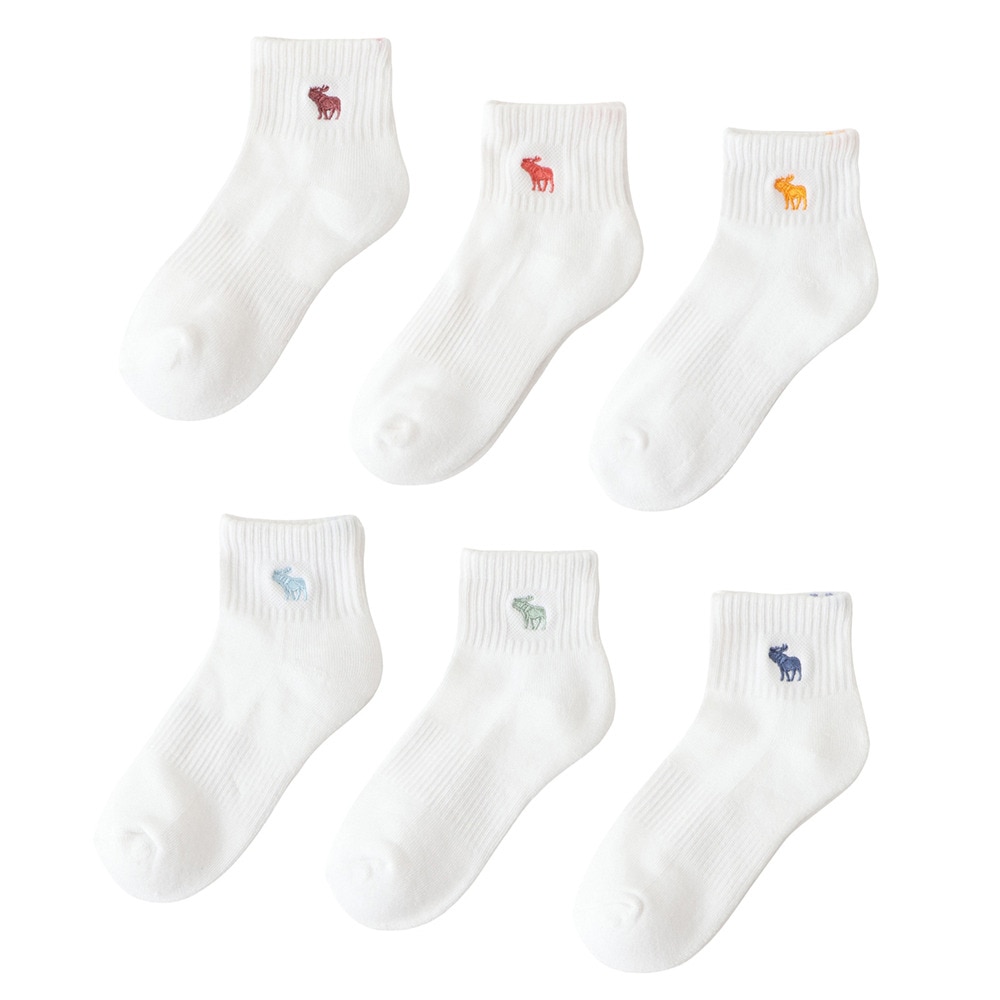 アバクロンビー&フィッチ（Abercrombie & Fitch）（キッズ）靴下 AFHN ANKLE ソックス 6足組 白 18-23cm B3FA04-BA7 子供用 アンクル丈 6足セット