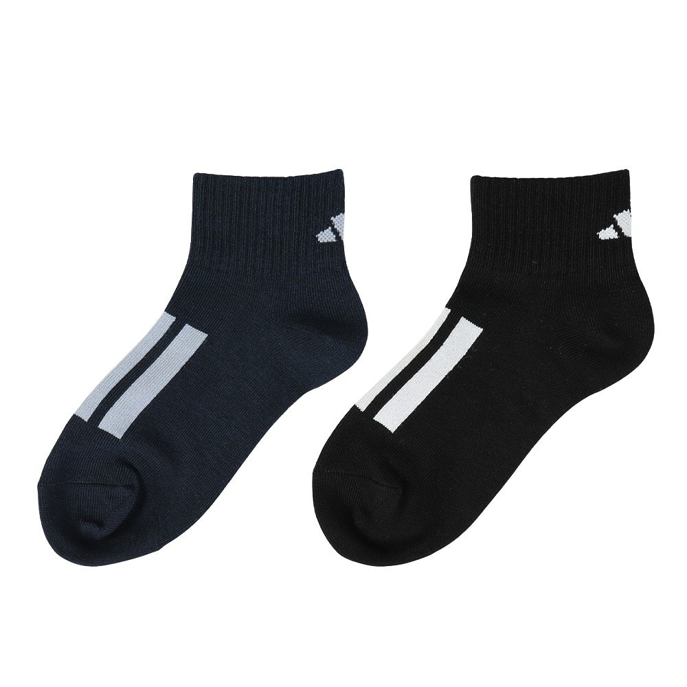 アディダス（adidas）（キッズ）ソックス 靴下 ２足組 SS-Sサイズ(19-23cm) 紺/黒 ODW26-KK8074 子供用 ２足セット ショート丈