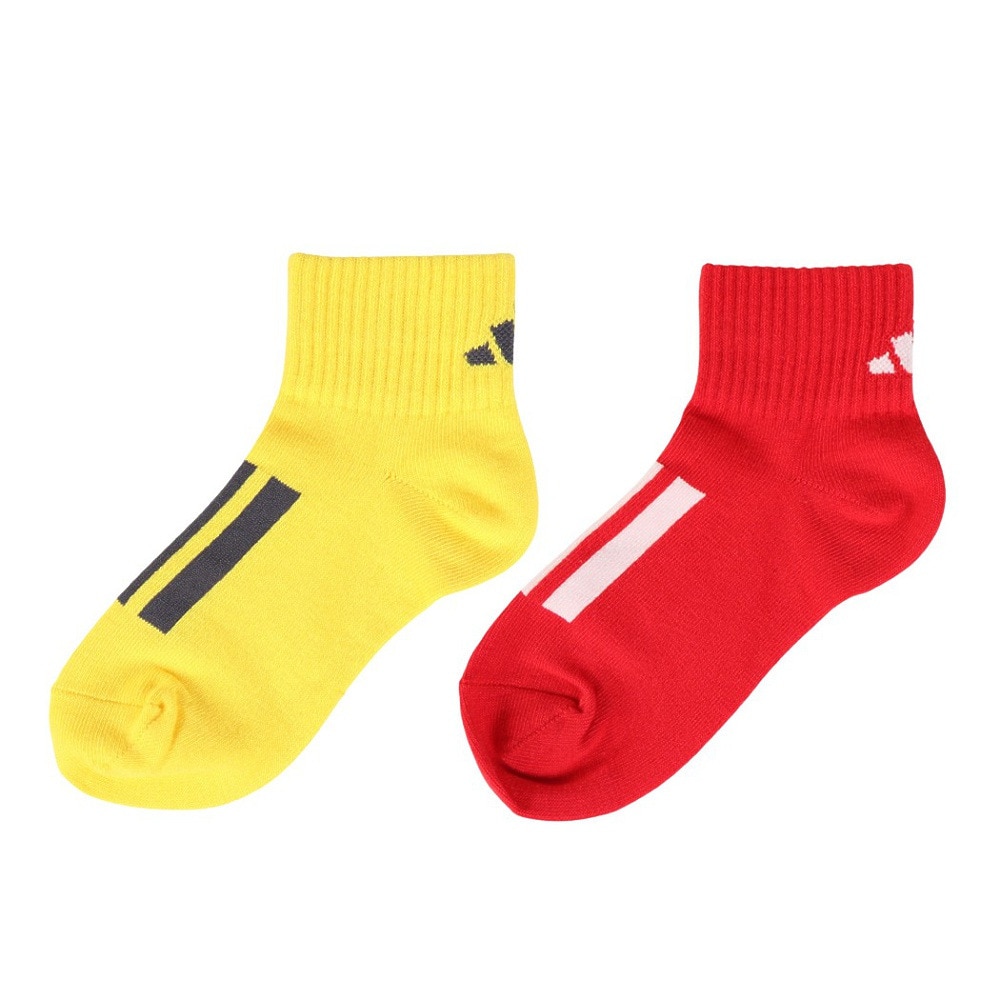 アディダス（adidas）（キッズ）ソックス 靴下 ２足組 SS-Sサイズ(19-23cm) 黄/赤 ODW27-KK8075 子供用 ２足セット ショート丈