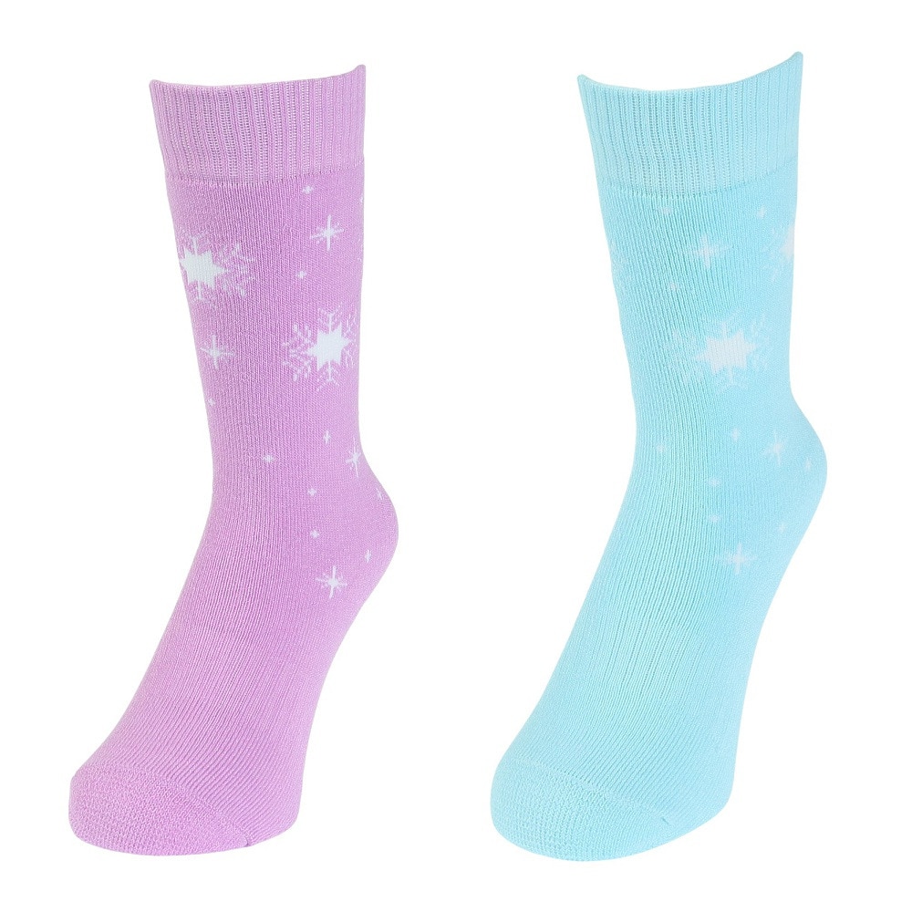エアボーン（ARBN）（キッズ）ガールズ HEAT-X クルーソックス BLU/PUR 雪 2足組 AB43AC1598 BLU19 防寒 19cm