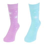 (キッズ)ガールズ HEAT-X クルーソックス BLU/PUR 雪 2足組 AB43AC1598 BLU19 防寒 19cm