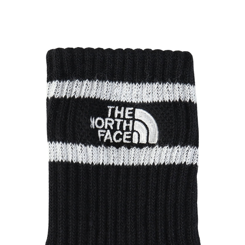 ザ・ノース・フェイス（THE NORTH FACE）（キッズ）靴下 ジュニア TNF ラン 2足組 クルー ミドルソックス NNJ82511 KW 16-21cm ブラック×ホワイト