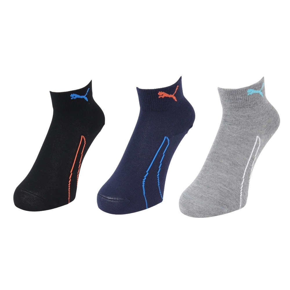 プーマ（PUMA）（キッズ）靴下 ジュニア ロゴ クォーター丈 ソックス 3足組 19.0-23.0cm 4293403-02 3色セット 子供用