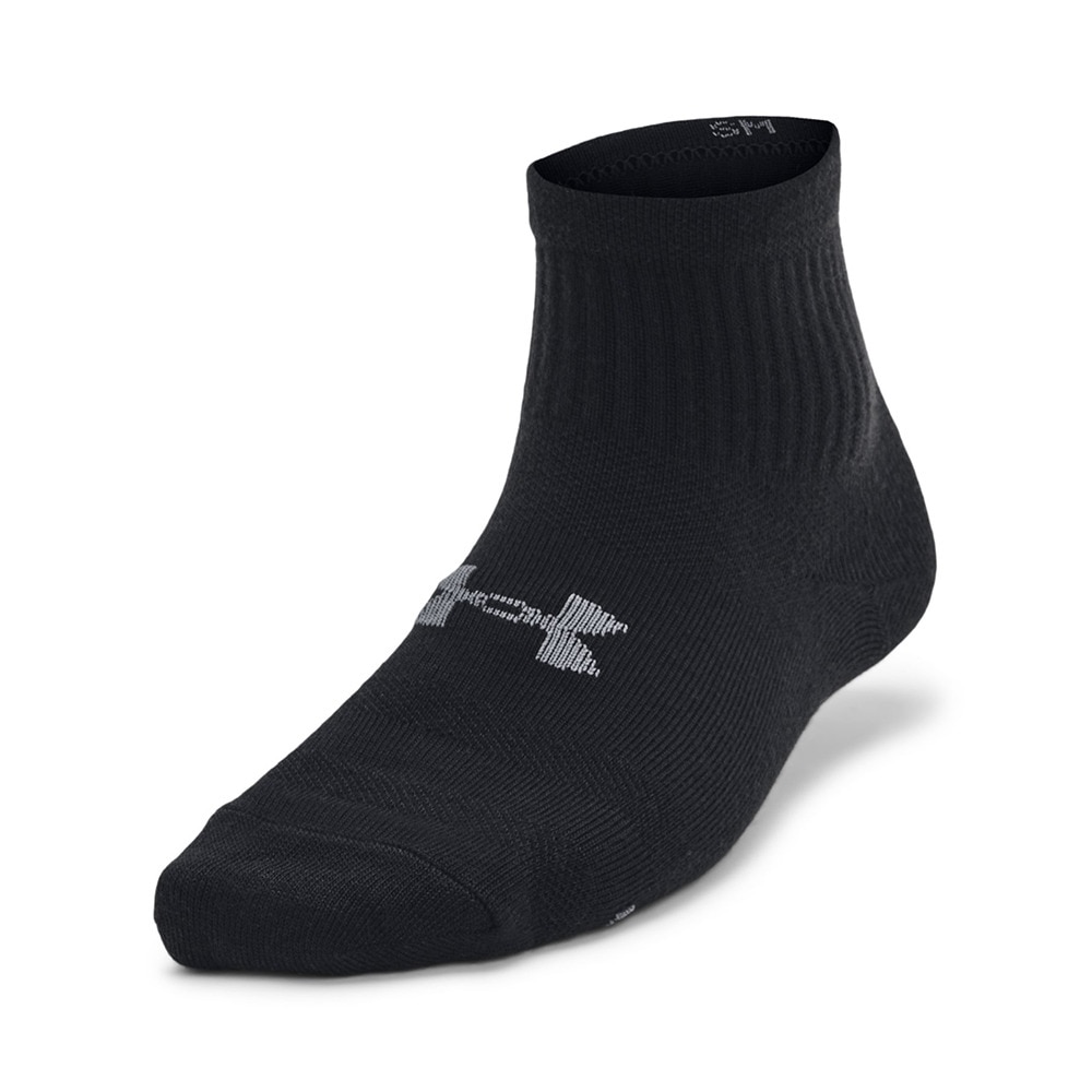 アンダーアーマー（UNDER ARMOUR）（キッズ）エッセンシャル クオーター ソックス 3足組 1382952 001 子供 黒 