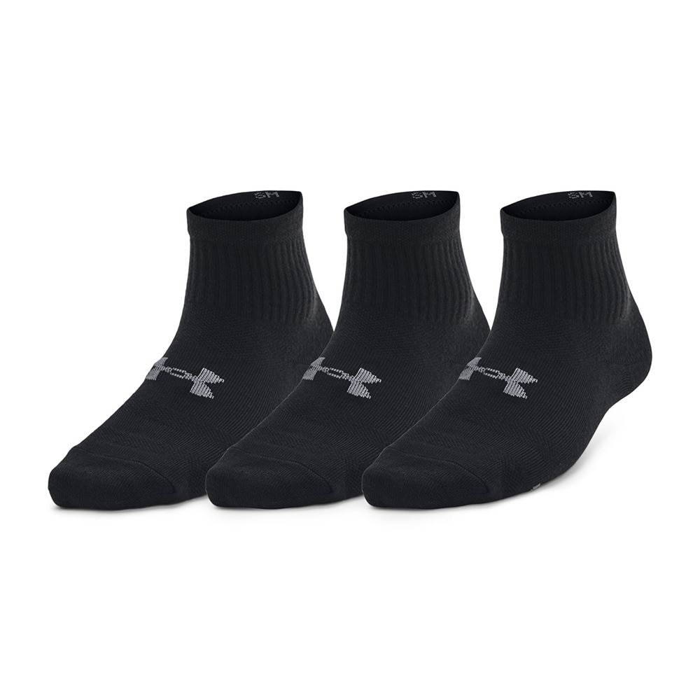 アンダーアーマー（UNDER ARMOUR）（キッズ）エッセンシャル クオーター ソックス 3足組 1382952 001 子供 黒 