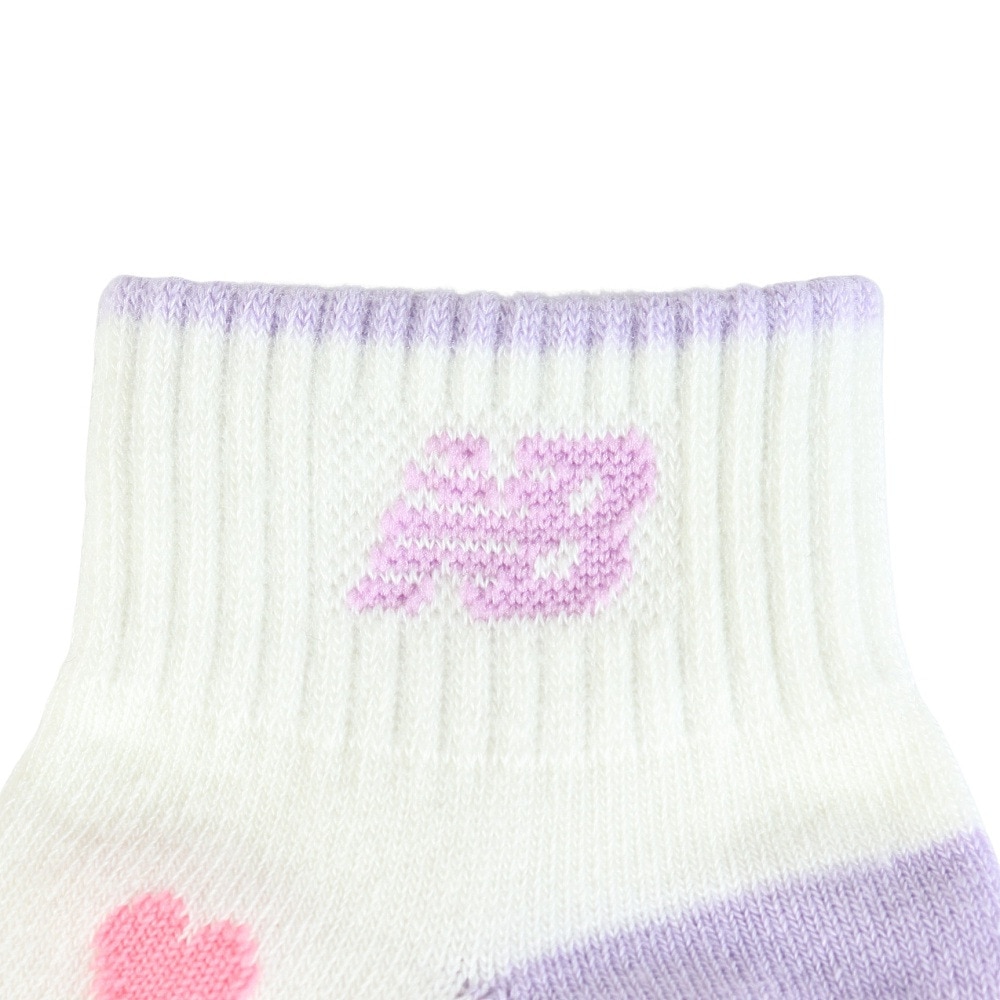 ニューバランス（new balance）（キッズ）ジュニア ソックス 3足組 LAS55649AS2 ショート丈 アンクル丈 くるぶし丈 女の子 ガールズソックス ハート柄 NB
