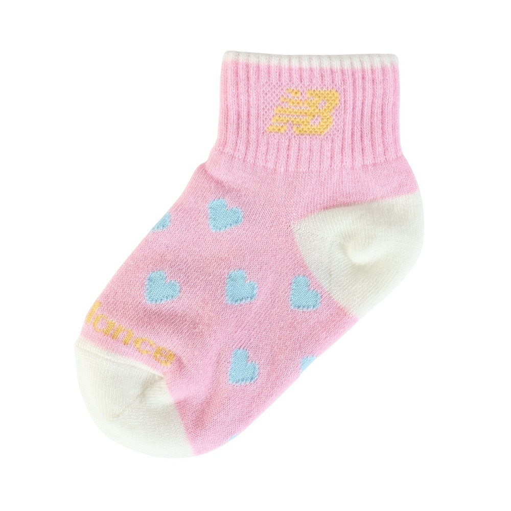 ニューバランス（new balance）（キッズ）ジュニア ソックス 3足組 LAS55649AS2 ショート丈 アンクル丈 くるぶし丈 女の子 ガールズソックス ハート柄 NB