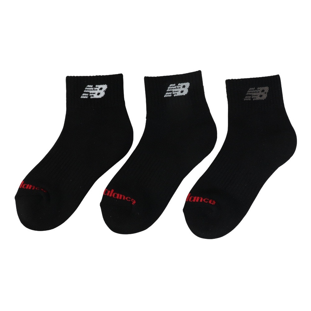 ニューバランス（new balance）（キッズ）靴下 ジュニア ショートレングス ソックス 3足組 黒 19-21cm LAS55651BK 子供 3足セット ショート丈 