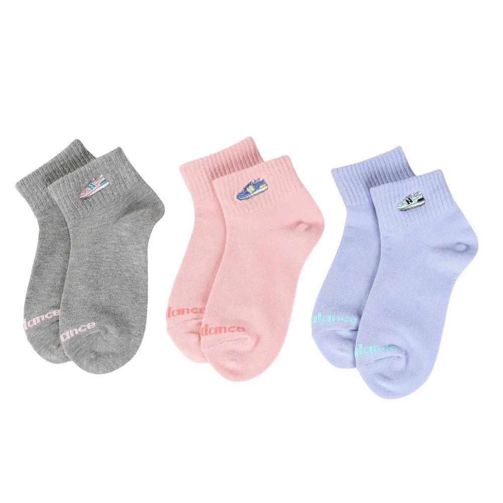 ニューバランス（new balance）（キッズ）靴下 ジュニア ガールズ ソックス 3足組 LAS55654AS1 19-23cm 子供